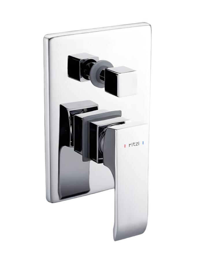 Concealed shower mixer with diverter & body, 2 outlets
