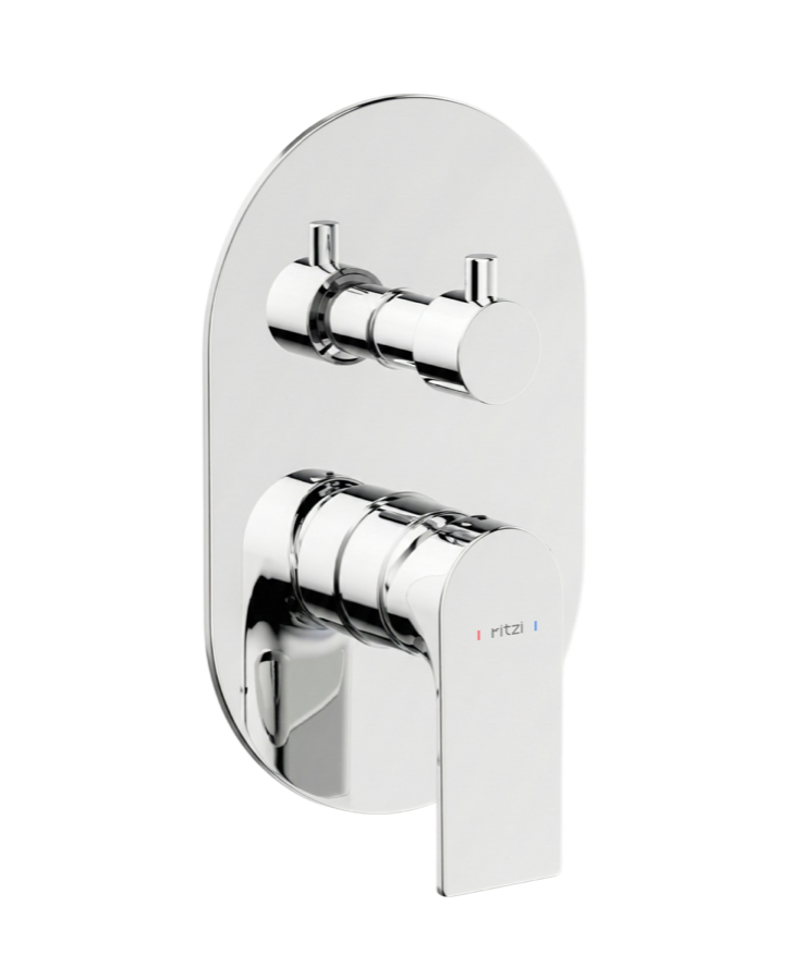 Concealed shower mixer with diverter & body, 2 outlets