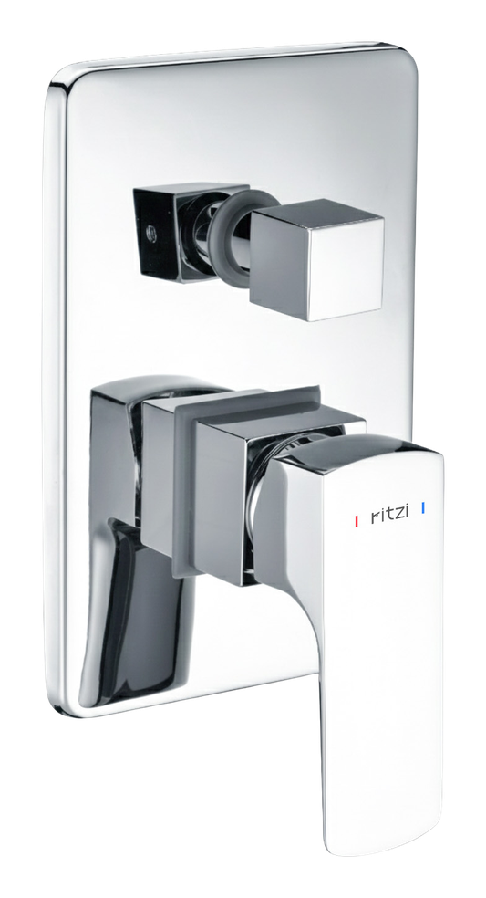 Ample Concealed shower mixer with diverter and body — 3 outlets — mirror chrome