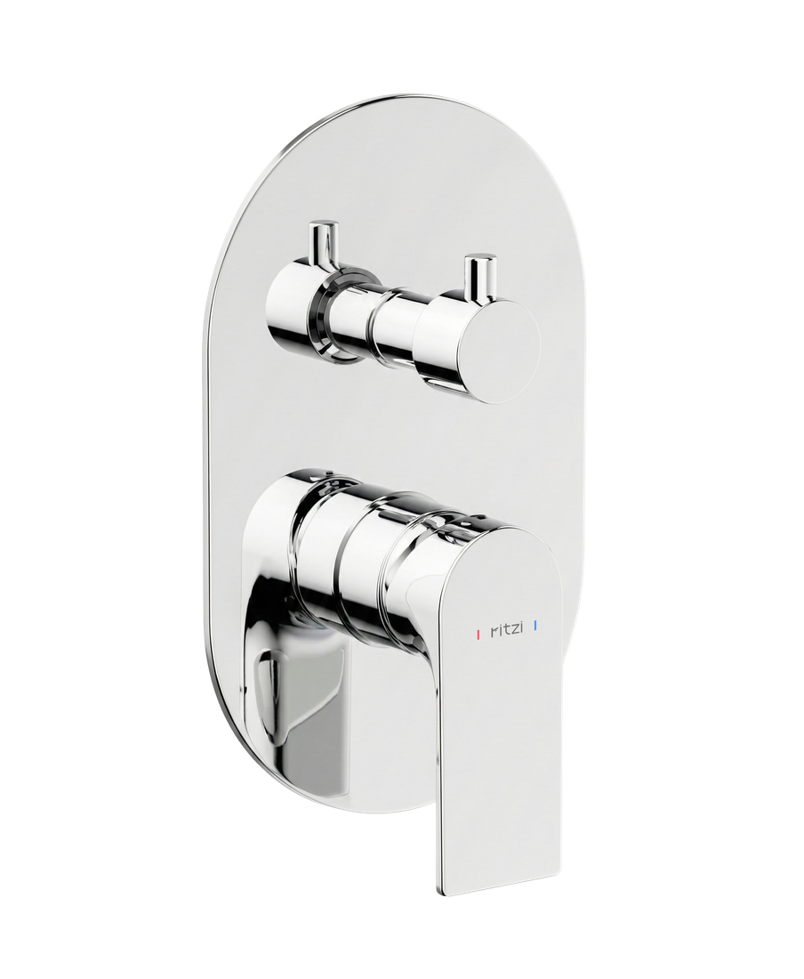 Finesse Concealed shower mixer with diverter and body — mirror chrome