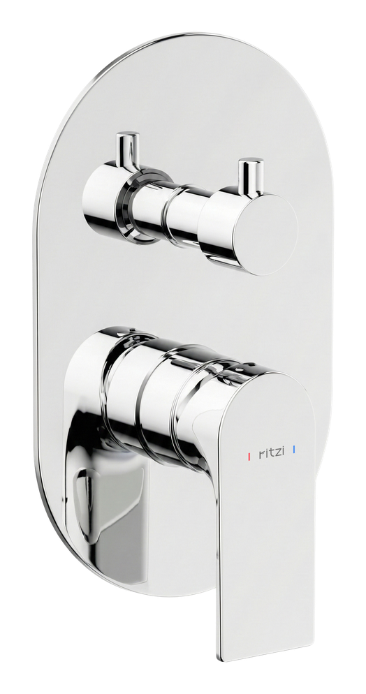 Finesse Concealed shower mixer with diverter and body — 2 outlets — mirror chrome