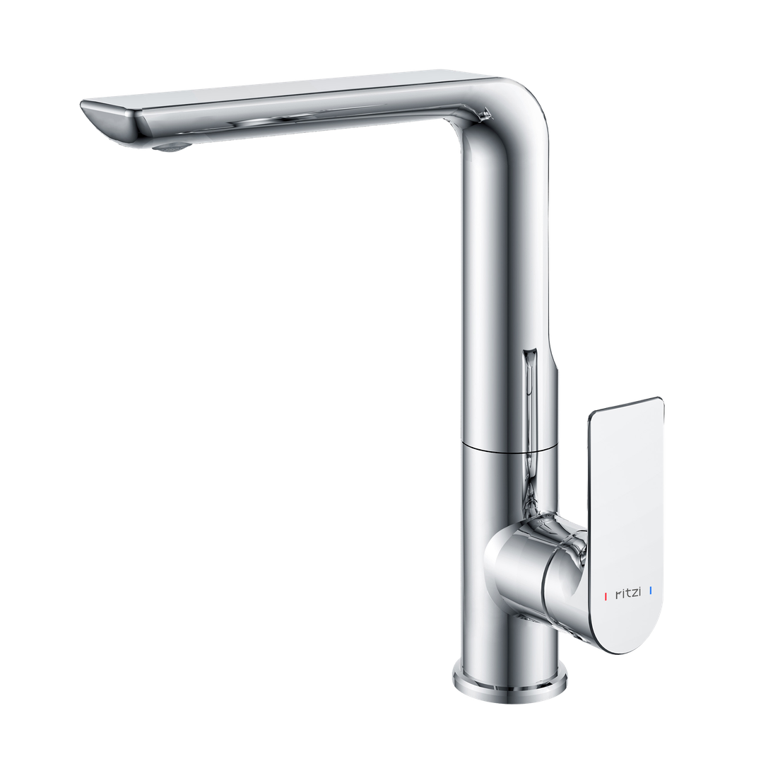Finesse Single lever kitchen mixer with square spout — mirror chrome