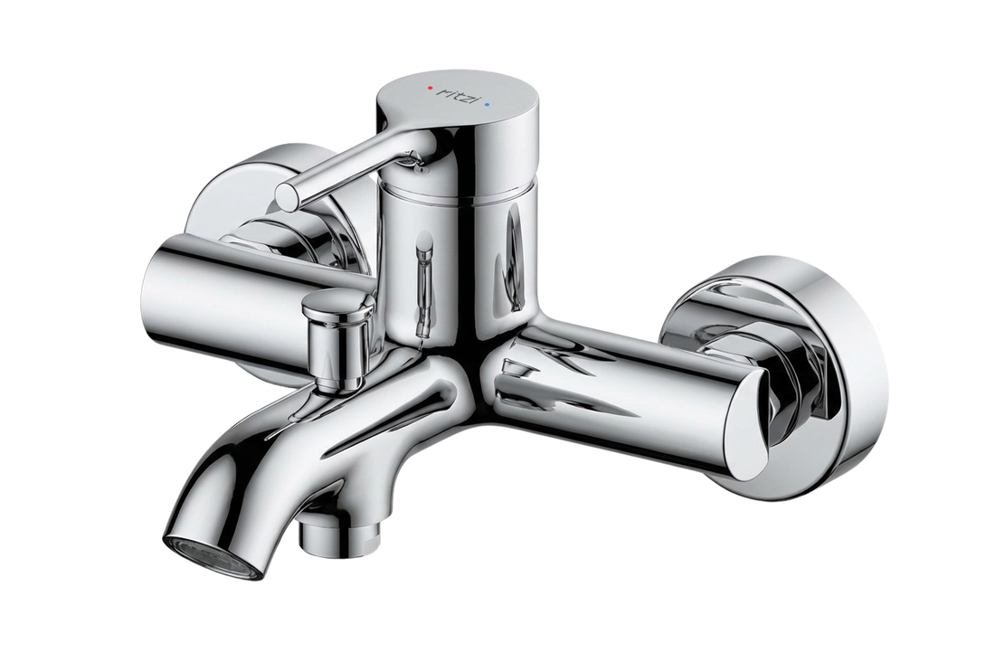 Ornate Single lever bathtub mixer — mirror chrome