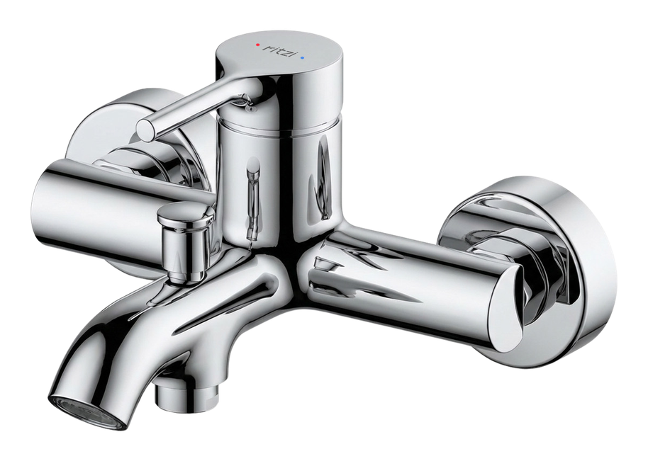 Ornate Single lever bathtub mixer — mirror chrome