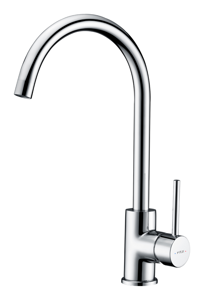 Plush Single lever kitchen mixer with round spout — mirror chrome