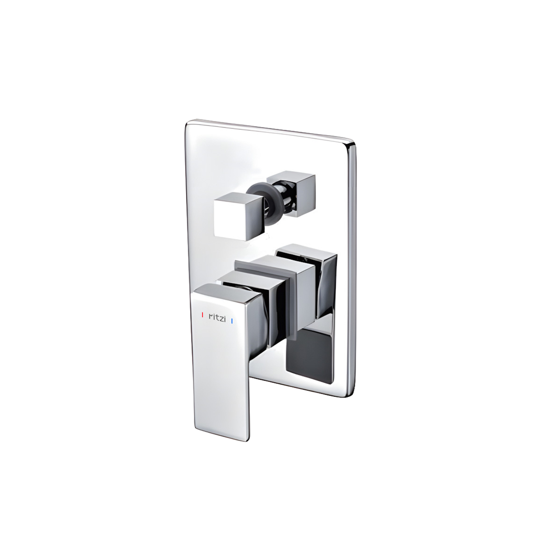 Posh Concealed shower mixer with diverter and body — mirror chrome