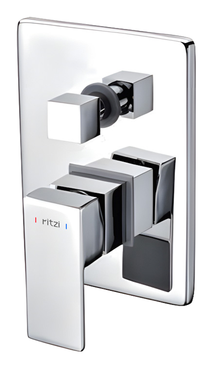 Posh Concealed shower mixer with diverter and body — 3 outlets — mirror chrome