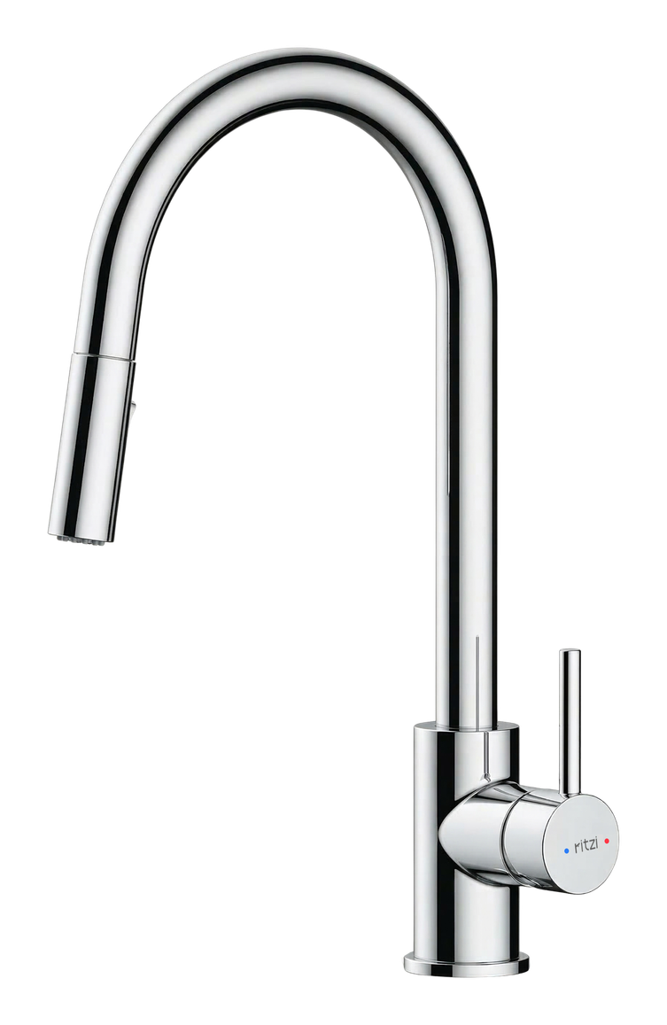 Kitchen Single lever — pull out — kitchen mixer with high round spout (FG-RK-I0006) — mirror chrome